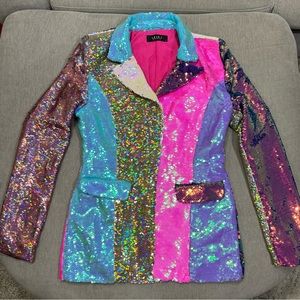 NWOT Reversible Sequin Rainbow Blazer